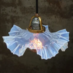 Discount Pamono Art Nouveau French Pearl Blue Glass Pendant Light, 1920s
