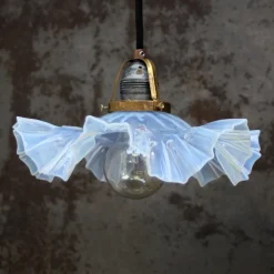 Discount Pamono Art Nouveau French Pearl Blue Glass Pendant Light, 1920s