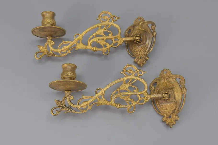 Clearance Pamono Art Nouveau French Piano Candleholders, 1950s, Set of 2