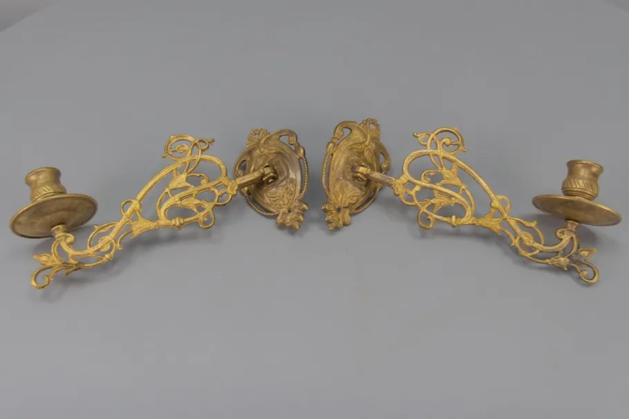 Clearance Pamono Art Nouveau French Piano Candleholders, 1950s, Set of 2