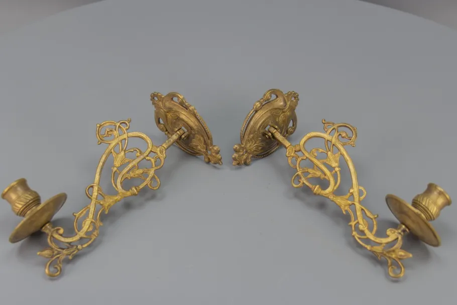 Clearance Pamono Art Nouveau French Piano Candleholders, 1950s, Set of 2