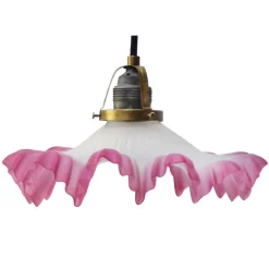 Hot Pamono Art Nouveau French Pink Frosted Glass Pendant Light, 1920s