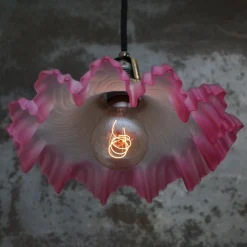 Hot Pamono Art Nouveau French Pink Frosted Glass Pendant Light, 1920s