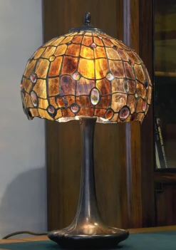 Discount Pamono Art Nouveau Lamp in Bronze and Stained Glass, 1920s
