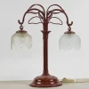 New Pamono Art Nouveau Metal Lamp in Burgundy Red