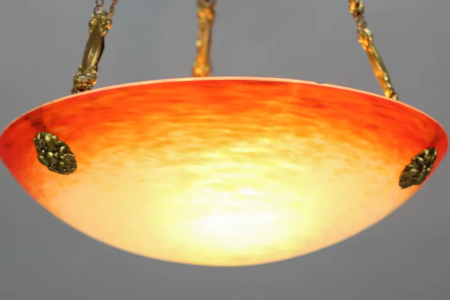 Online Pamono Art Nouveau Pate de Verre Glass Bowl Pendant Light by Charles Schneider, 1920s
