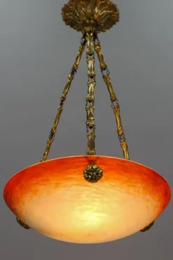 Online Pamono Art Nouveau Pate de Verre Glass Bowl Pendant Light by Charles Schneider, 1920s
