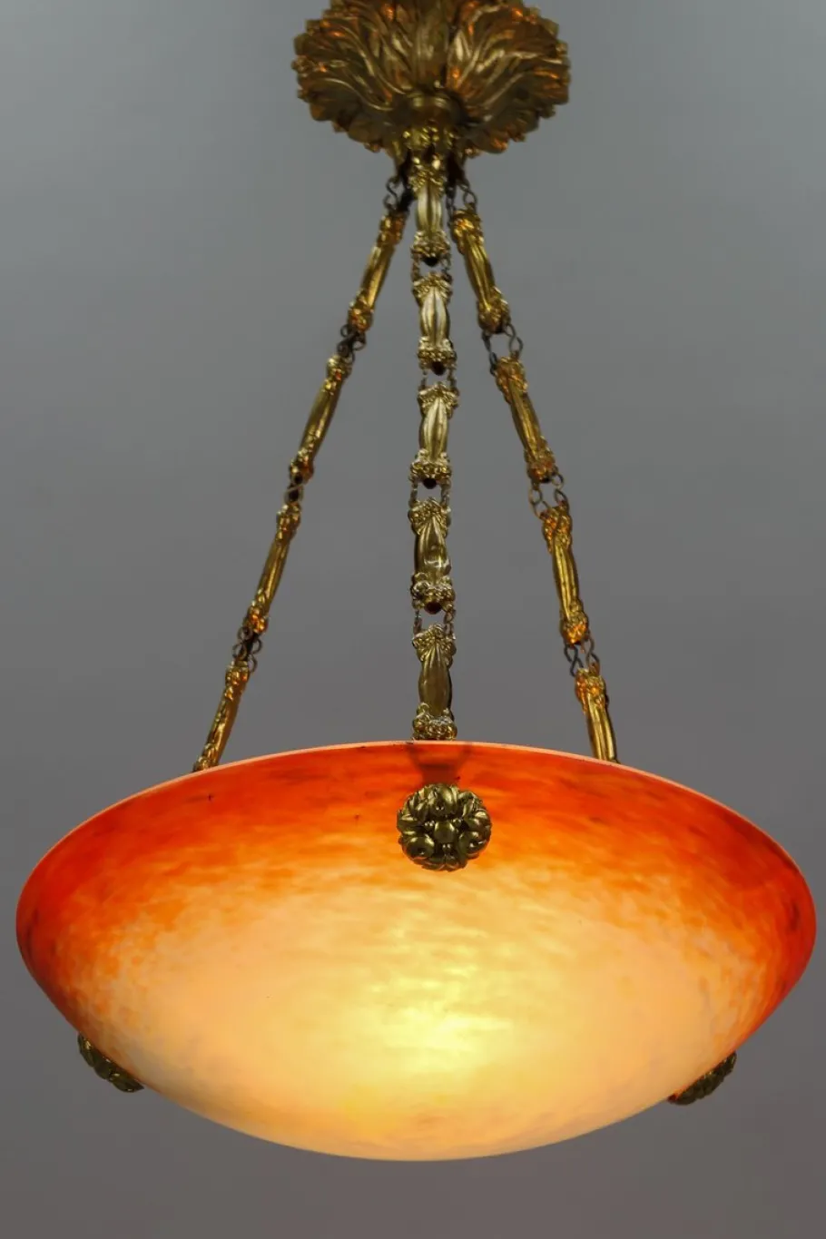 Online Pamono Art Nouveau Pate de Verre Glass Bowl Pendant Light by Charles Schneider, 1920s