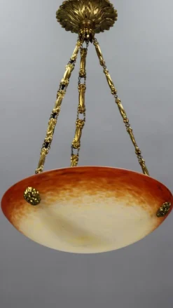 Online Pamono Art Nouveau Pate de Verre Glass Bowl Pendant Light by Charles Schneider, 1920s