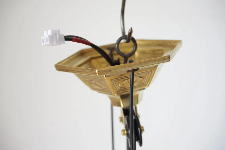 Clearance Pamono Art Nouveau Pull Down Brass Pendant Light, 1890s