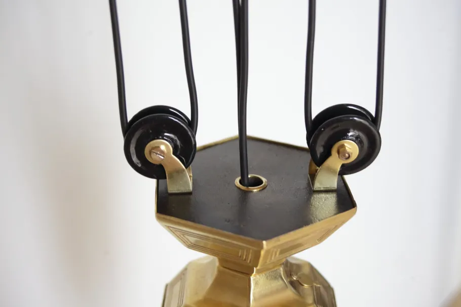 Clearance Pamono Art Nouveau Pull Down Brass Pendant Light, 1890s