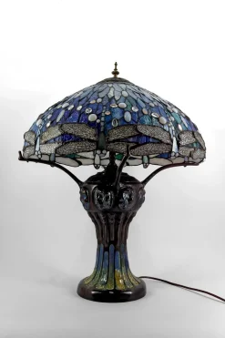 Discount Pamono Art Nouveau Salon Lamp in Patinated Bronze and Stained Glass in the style of Tiffany Studios, 1980s