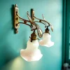 Hot Pamono Art Nouveau Style Brass and Frosted Glass Tulips Wall Lights, 1960s, Set of 2