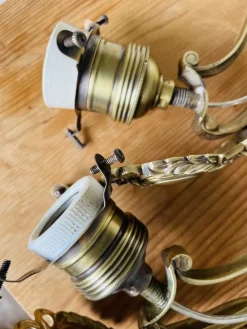 Hot Pamono Art Nouveau Style Brass and Frosted Glass Tulips Wall Lights, 1960s, Set of 2