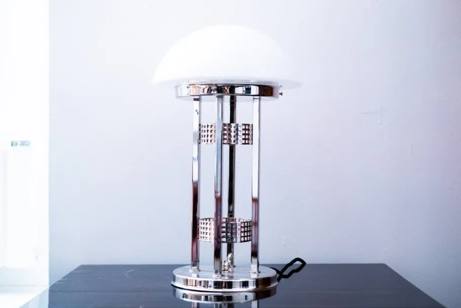 New Pamono Art Nouveau Table Lamp in the Style of Josef Hoffmann