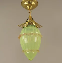 Discount Pamono Art Nouveau Viennese Pendant Lamp with Uranium Vaseline Glass Shade, Austria, 1920s