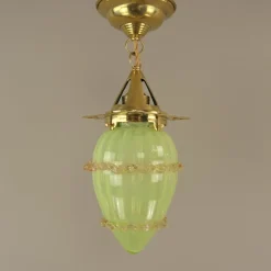 Discount Pamono Art Nouveau Viennese Pendant Lamp with Uranium Vaseline Glass Shade, Austria, 1920s
