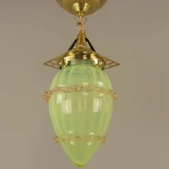Discount Pamono Art Nouveau Viennese Pendant Lamp with Uranium Vaseline Glass Shade, Austria, 1920s