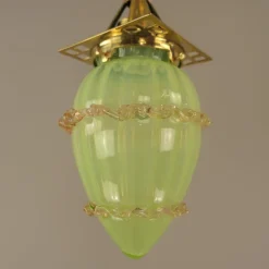 Discount Pamono Art Nouveau Viennese Pendant Lamp with Uranium Vaseline Glass Shade, Austria, 1920s