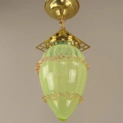 Discount Pamono Art Nouveau Viennese Pendant Lamp with Uranium Vaseline Glass Shade, Austria, 1920s