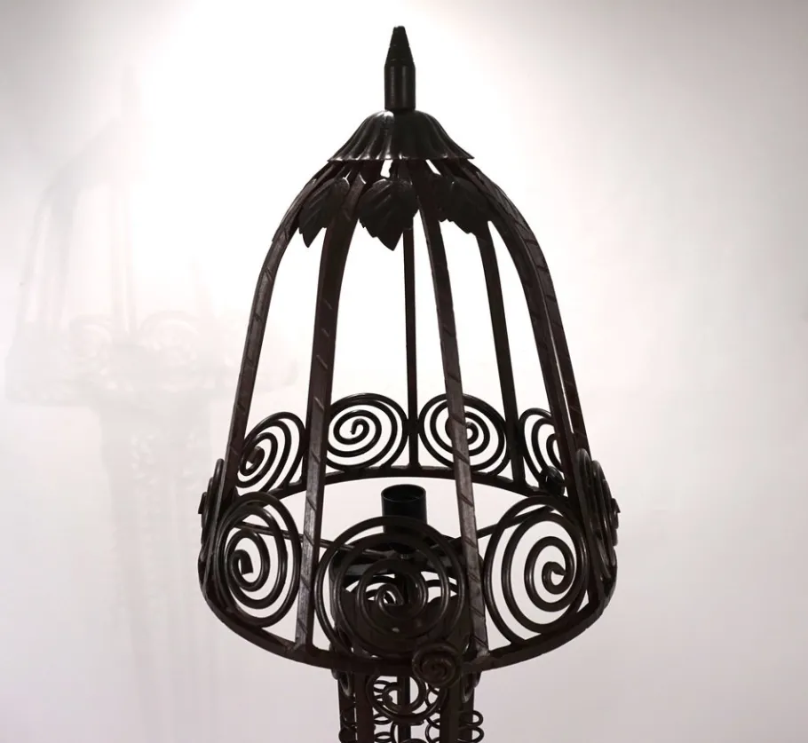 Pamono Art Nouveau Wrought Iron Floor Lamp, 1920