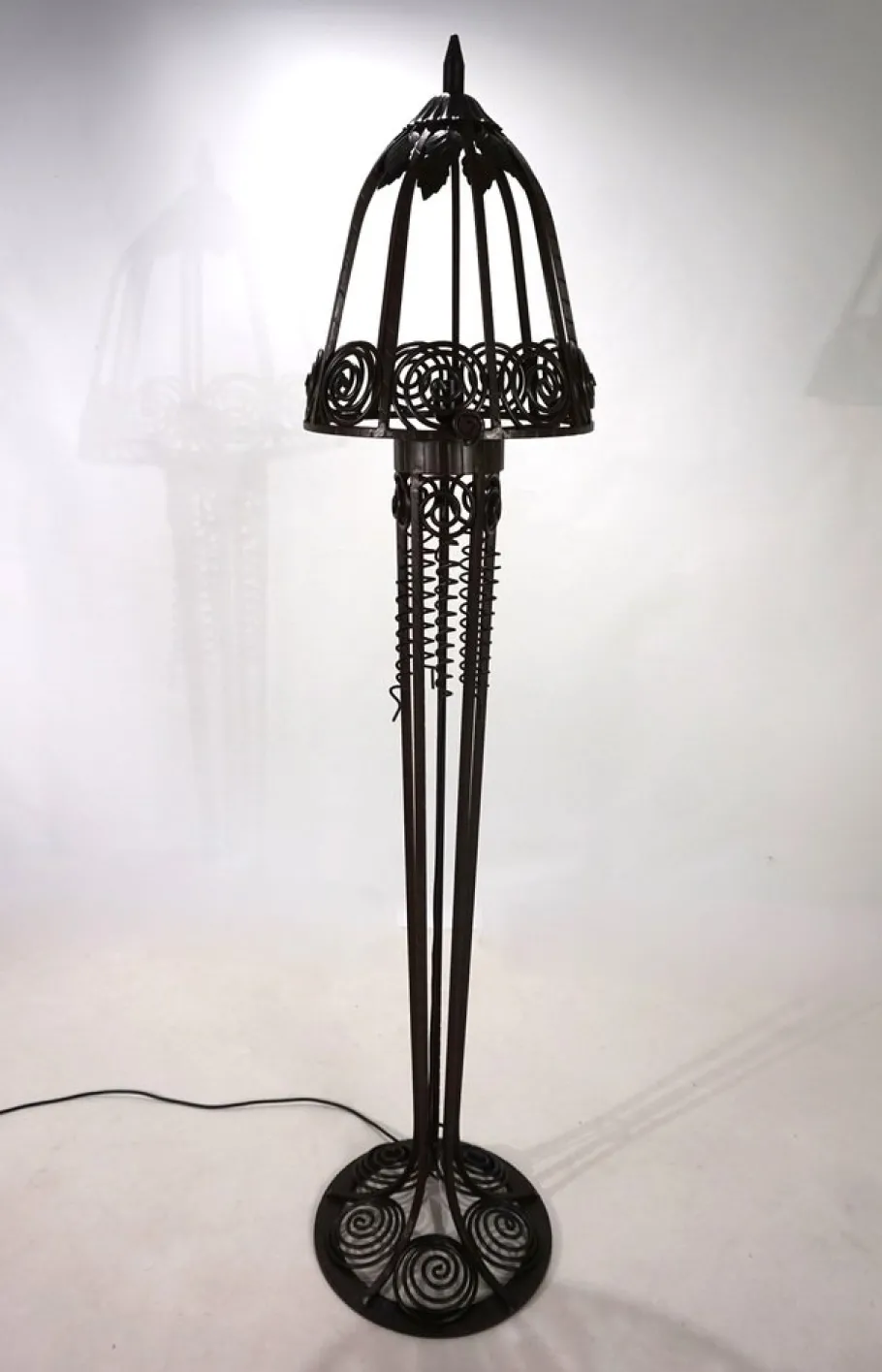 Pamono Art Nouveau Wrought Iron Floor Lamp, 1920