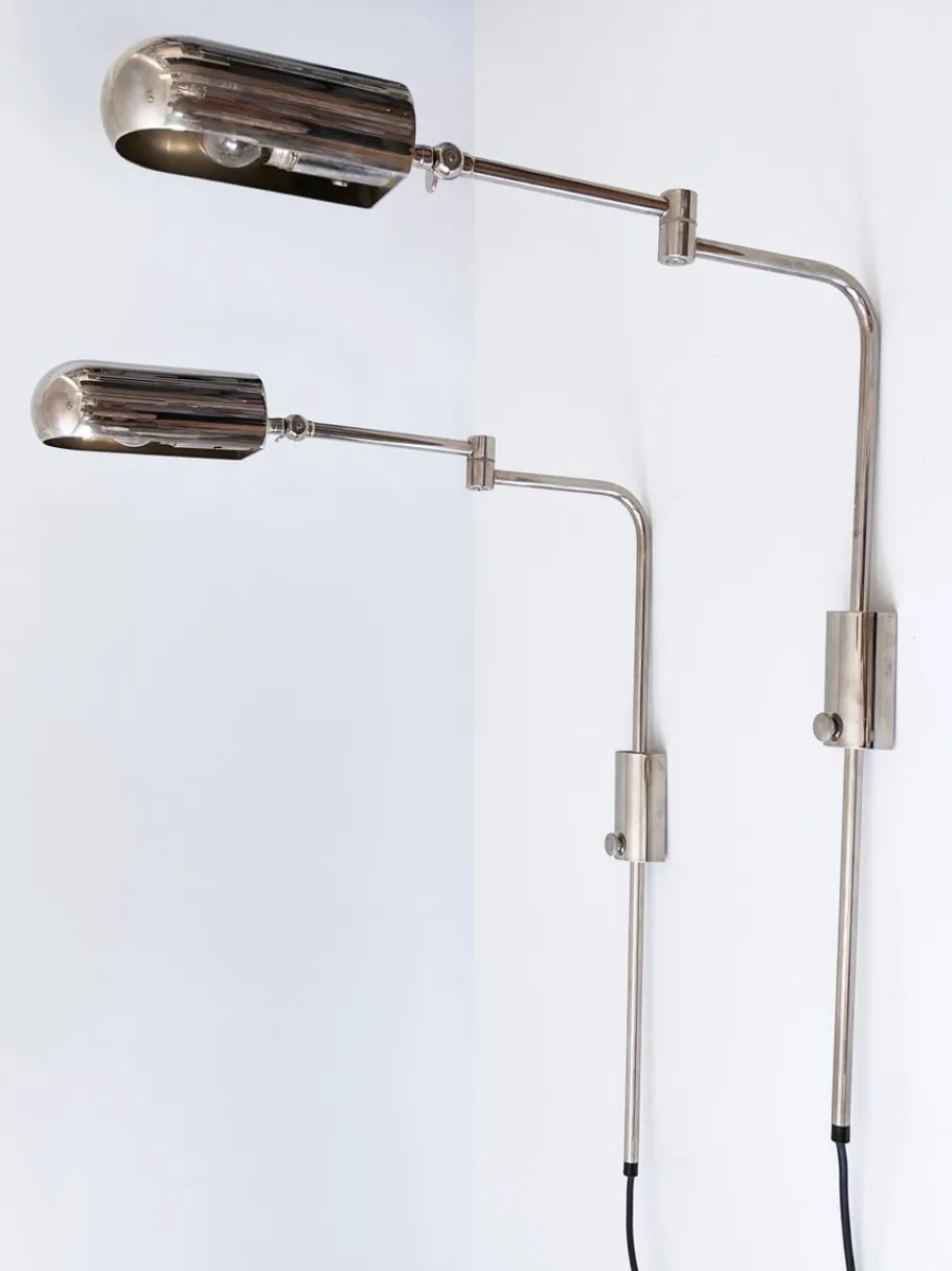 Clearance Pamono Articulated Wall Lamps or Reading Lights by Florian Schulz, 1970s, Set of 2