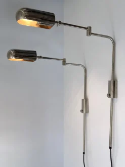 Clearance Pamono Articulated Wall Lamps or Reading Lights by Florian Schulz, 1970s, Set of 2