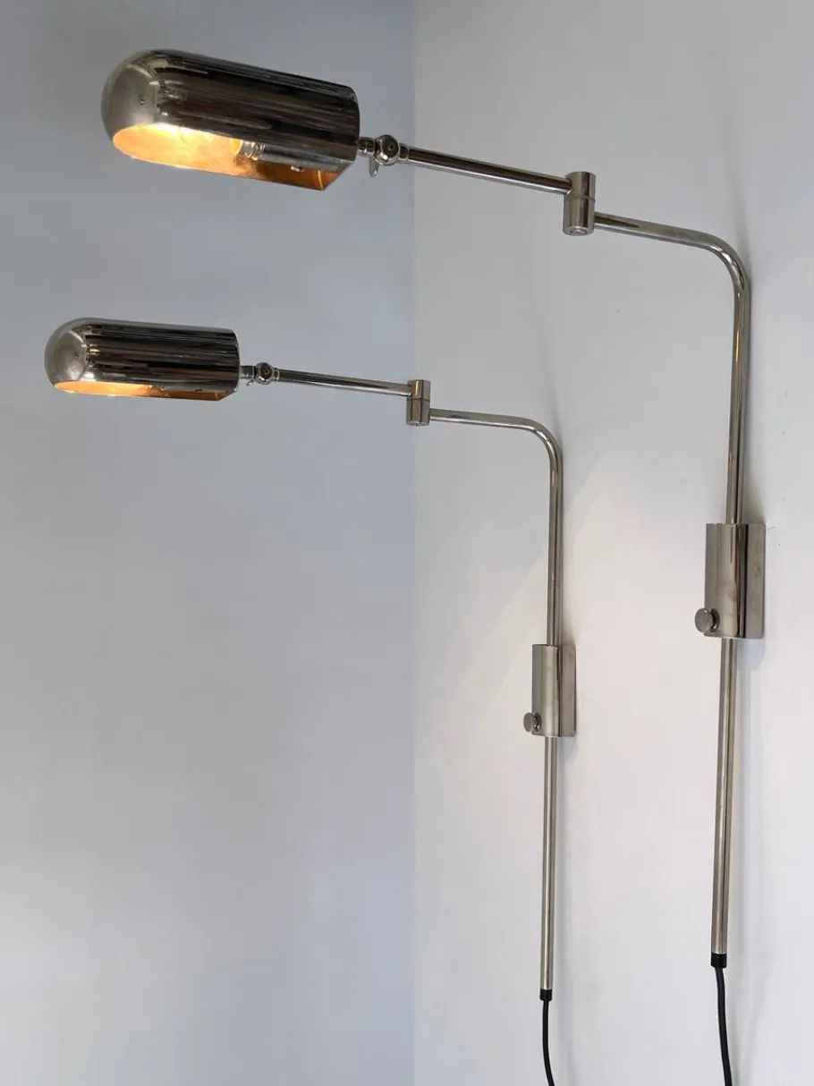 Clearance Pamono Articulated Wall Lamps or Reading Lights by Florian Schulz, 1970s, Set of 2