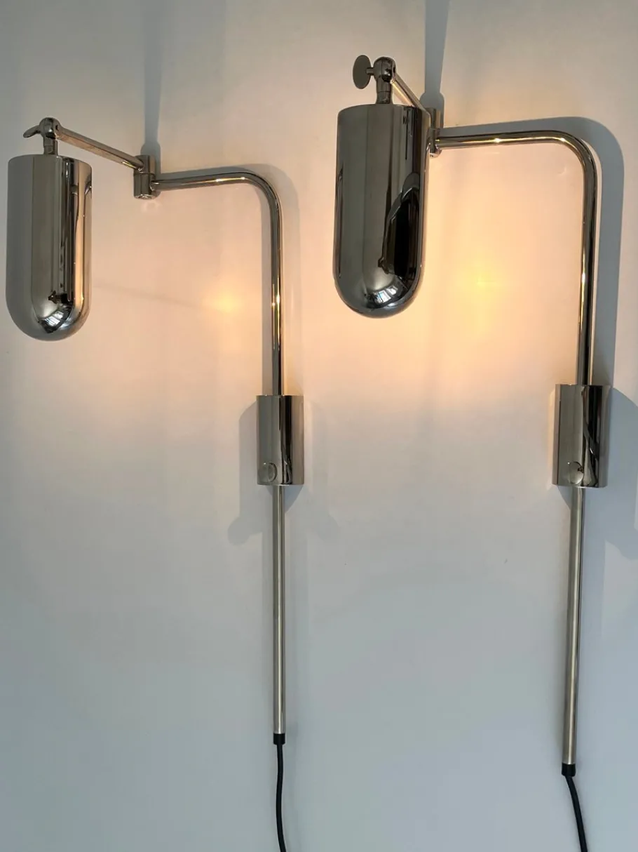 Clearance Pamono Articulated Wall Lamps or Reading Lights by Florian Schulz, 1970s, Set of 2