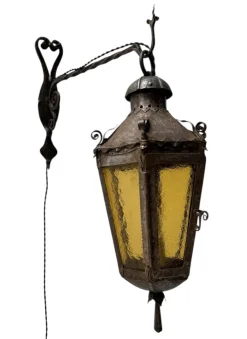Hot Pamono Arts & Crafts Patinated Wrought Iron Lantern Wall Light, 1890s