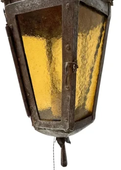 Hot Pamono Arts & Crafts Patinated Wrought Iron Lantern Wall Light, 1890s