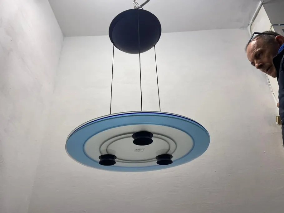 New Pamono Aurora Glass Light Pendant from Arteluce, 1980s