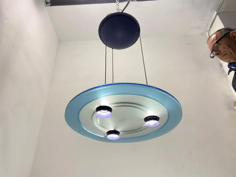 New Pamono Aurora Glass Light Pendant from Arteluce, 1980s