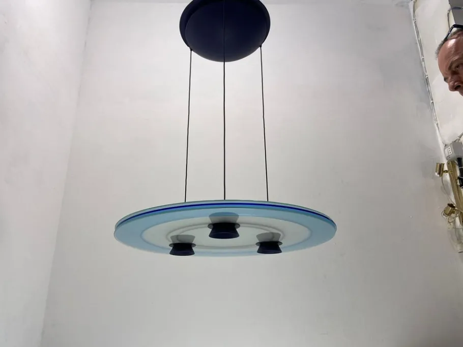 New Pamono Aurora Glass Light Pendant from Arteluce, 1980s