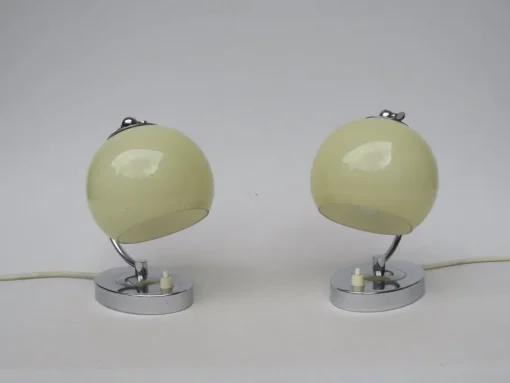 Best Pamono Austrian Art Deco Bedside Lamps in Chrome, Set of 2