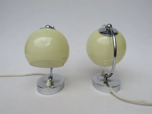 Best Pamono Austrian Art Deco Bedside Lamps in Chrome, Set of 2