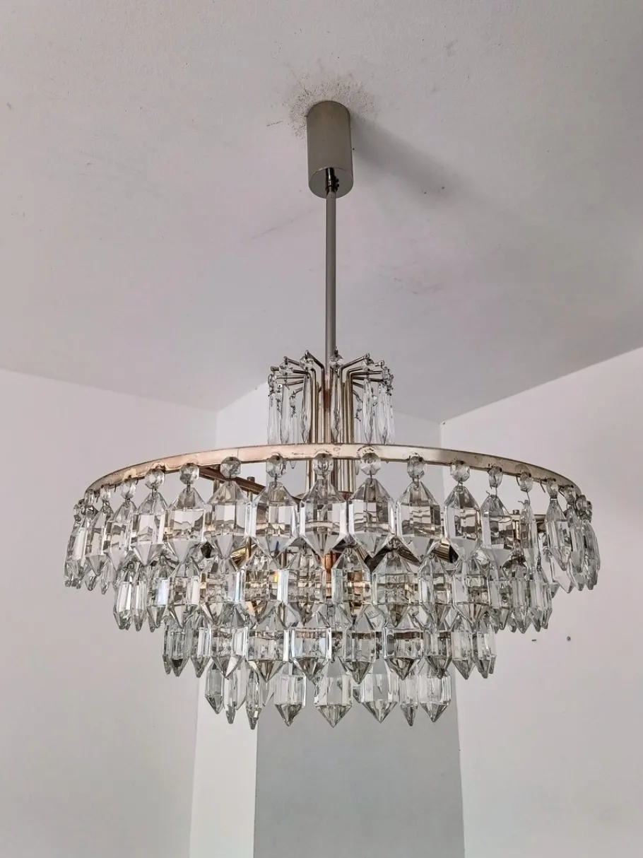 Online Pamono Austrian Chandelier in Chrom and Crystal Glass from Bakalowits & Söhne, 1960s