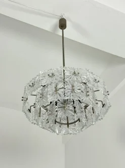 Hot Pamono Austrian Seven-Light Frosted Glass Chandelier in the style of Stölzle, 1960s