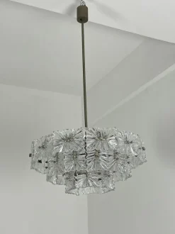 Hot Pamono Austrian Seven-Light Frosted Glass Chandelier in the style of Stölzle, 1960s