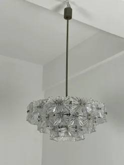 Hot Pamono Austrian Seven-Light Frosted Glass Chandelier in the style of Stölzle, 1960s