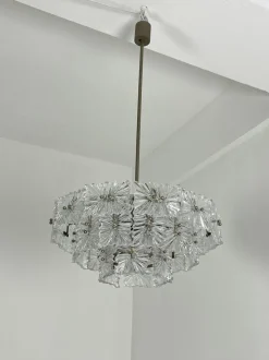 Hot Pamono Austrian Seven-Light Frosted Glass Chandelier in the style of Stölzle, 1960s
