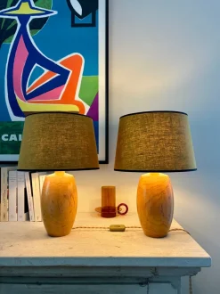Sale Pamono Autumn Wooden Lamps, 1970, Set of 2