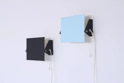 Best Pamono Baby Blue and Black Metal Sconces by J. J. M. Hoogervorst for Anvia, 1950s, Set of 2