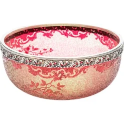 Online Pamono Baccarat Pattern Bright Crimson Acid Etched Bowl, France, 1900s