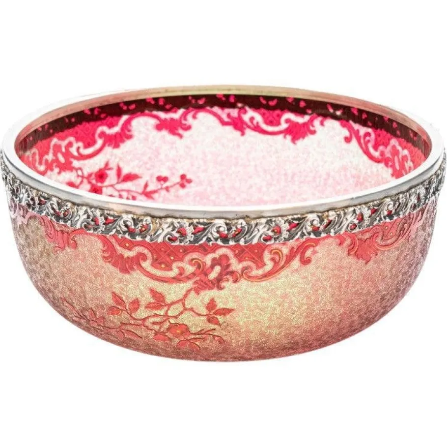 Online Pamono Baccarat Pattern Bright Crimson Acid Etched Bowl, France, 1900s