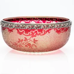 Online Pamono Baccarat Pattern Bright Crimson Acid Etched Bowl, France, 1900s