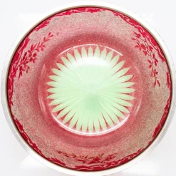 Online Pamono Baccarat Pattern Bright Crimson Acid Etched Bowl, France, 1900s
