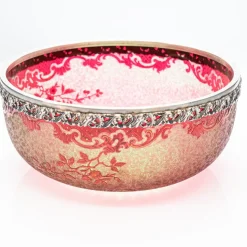 Online Pamono Baccarat Pattern Bright Crimson Acid Etched Bowl, France, 1900s