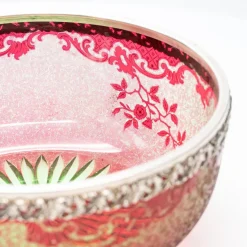 Online Pamono Baccarat Pattern Bright Crimson Acid Etched Bowl, France, 1900s